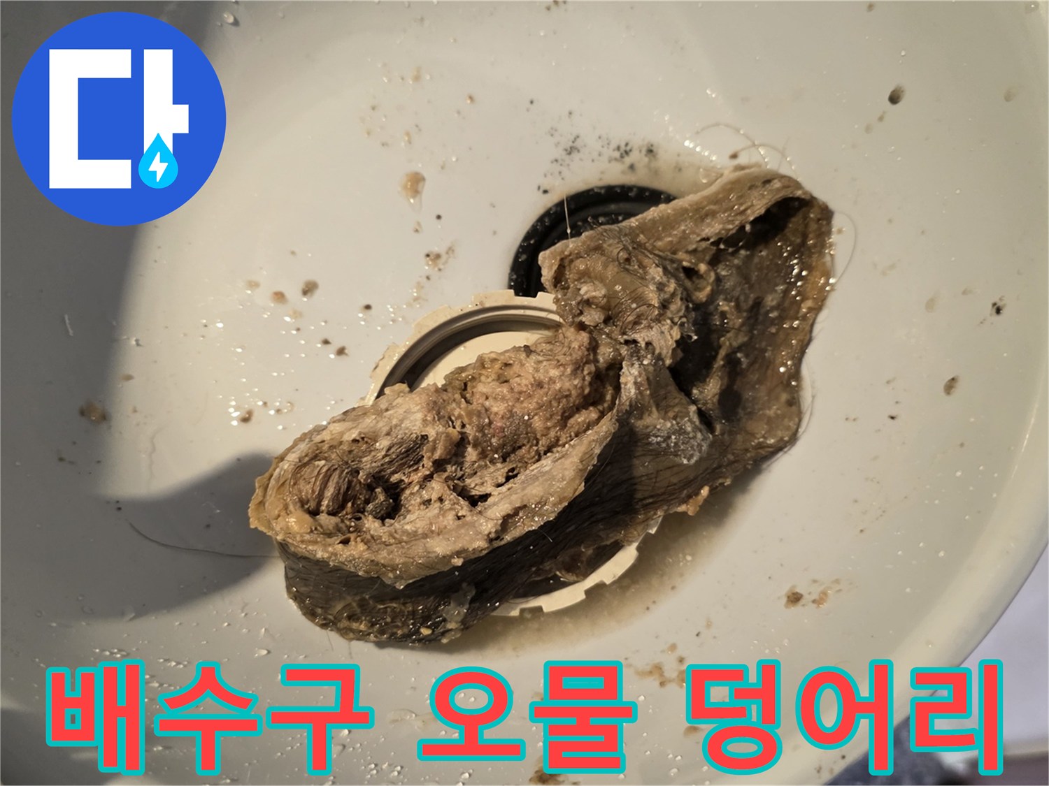 하수구-내부에서-제거된-커다란-머리카락-뭉치