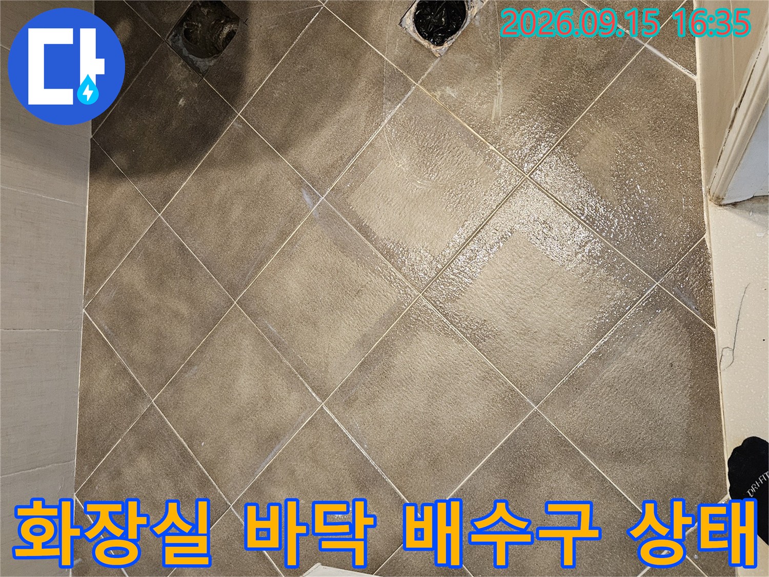 고양시 일산동구-화장실 바닥 배수구와 타일 접합부 점검 사진